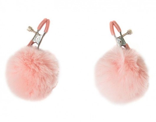 Зажимы на соски Angelic с розовыми меховыми шариками - Lola Games - купить с доставкой в Туле