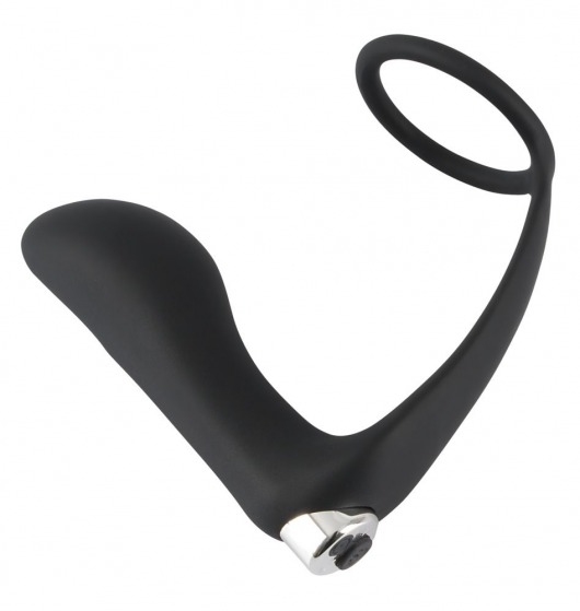 Черное эрекционное кольцо с анальной вибропробкой Vibrating Ring   Plug - Orion - в Туле купить с доставкой