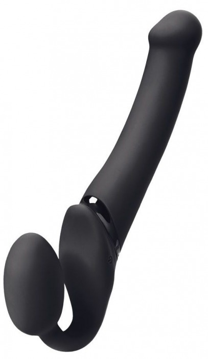 Черный безремневой вибрострапон Silicone Bendable Strap-On M - Strap-on-me - купить с доставкой в Туле