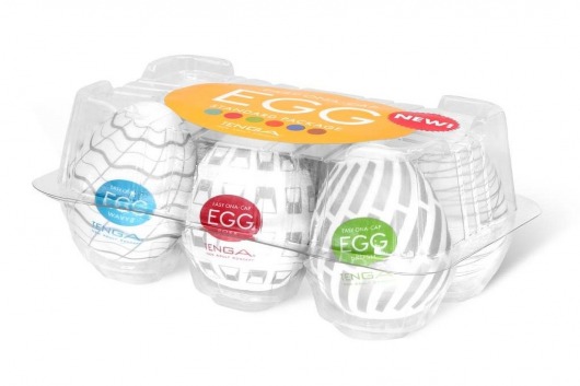Набор из 6 мастурбаторов Tenga EGG Easy Beat с различным рельефом - Tenga - в Туле купить с доставкой