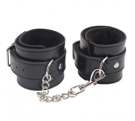 Черные оковы на ноги Obey Me Leather Ankle Cuffs - Chisa - купить с доставкой в Туле