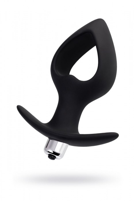 Черная вибровтулка с полой серединой в виде сердечка Cordis M - 14 см. - POPO Pleasure