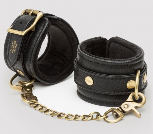 Черные наручники Bound to You Faux Leather Wrist Cuffs - Fifty Shades of Grey - купить с доставкой в Туле