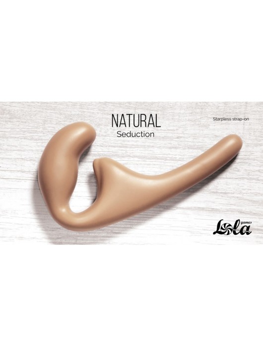 Бежевый безремневой страпон Seduction - 20,5 см. - Lola Games - купить с доставкой в Туле