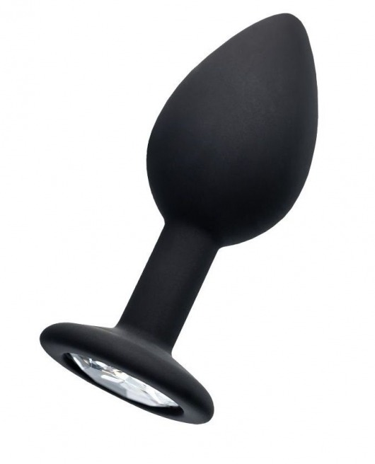 Черная анальная втулка с прозрачным стразом - 7,2 см. - POPO Pleasure - купить с доставкой в Туле