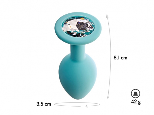 Аквамариновая анальная пробка с прозрачным кристаллом Gamma M - 8,1 см. - Le Frivole - купить с доставкой в Туле