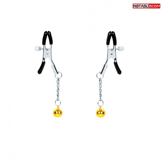 Оригинальные зажимы на соски с желтыми шариками - Notabu - купить с доставкой в Туле