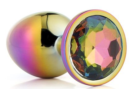Голографическая анальная втулка с радужным кристаллом - 7,1 см. - Dream Toys - купить с доставкой в Туле