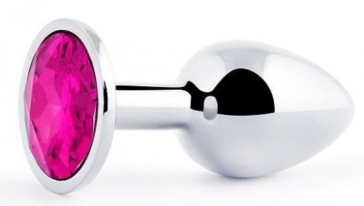 Серебристая анальная пробка с малиновым кристаллом - 7,2 см. - Anal Jewelry Plug - купить с доставкой в Туле