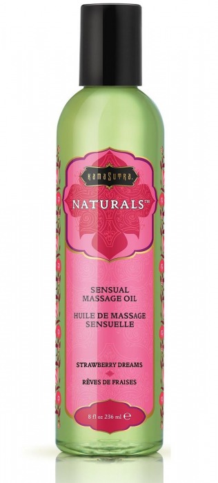 Массажное масло Naturals Strawberry Dreams с ароматом клубники - 236 мл. - Kama Sutra - купить с доставкой в Туле