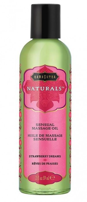 Массажное масло Naturals Strawberry Dreams с ароматом клубники - 59 мл. - Kama Sutra - купить с доставкой в Туле