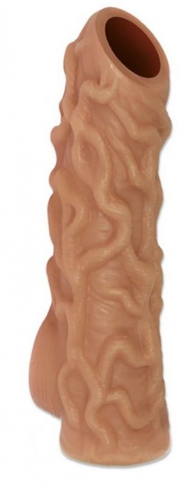 Телесная насадка с венками и открытой головкой Nude Sleeve M - 12 см. - KOKOS - в Туле купить с доставкой