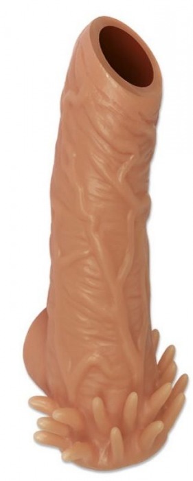 Телесная насадка с усиками и открытой головкой Nude Sleeve M - 12 см. - KOKOS - в Туле купить с доставкой