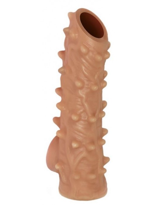 Телесная насадка с шипами и открытой головкой Nude Sleeve L - 14 см. - KOKOS - в Туле купить с доставкой