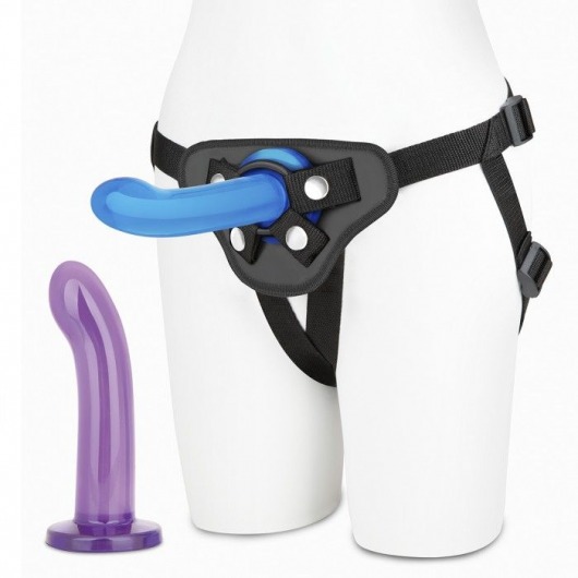 Страпон унисекс Beginners Strap-On с 2 насадками - 15 и 13 см. - Lux Fetish - купить с доставкой в Туле
