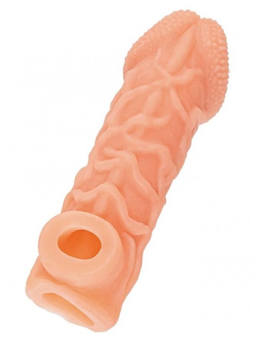Телесная закрытая насадка с венками Cock Sleeve Size L - 17,6 см. - KOKOS - в Туле купить с доставкой