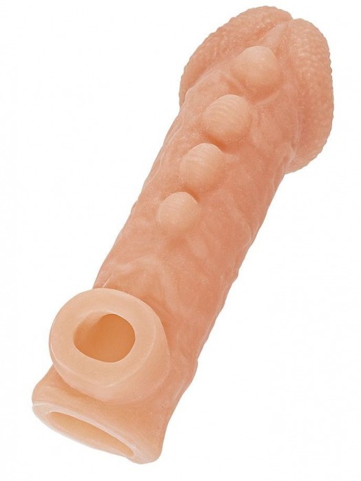Телесная закрытая насадка с шишечками Cock Sleeve Size L - 17,6 см. - KOKOS - в Туле купить с доставкой