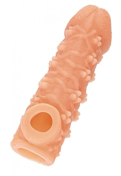 Телесная закрытая насадка с пучками шишечек Cock Sleeve Size L - 17,6 см. - KOKOS - в Туле купить с доставкой