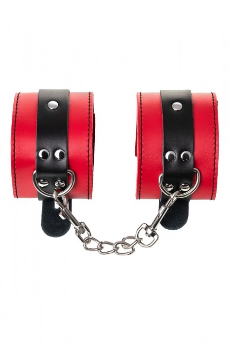 Красно-черные оковы на ноги из кожи - ToyFa - купить с доставкой в Туле