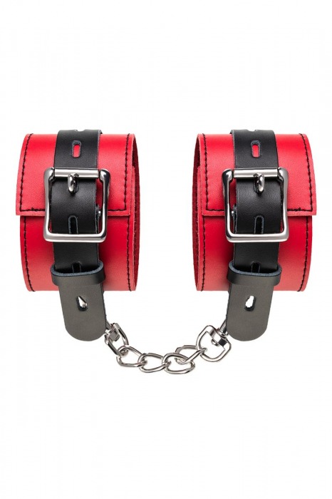 Красно-черные оковы на ноги из кожи - ToyFa - купить с доставкой в Туле