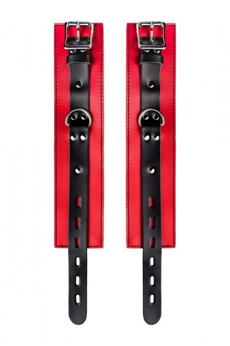 Красно-черные оковы на ноги из кожи - ToyFa - купить с доставкой в Туле