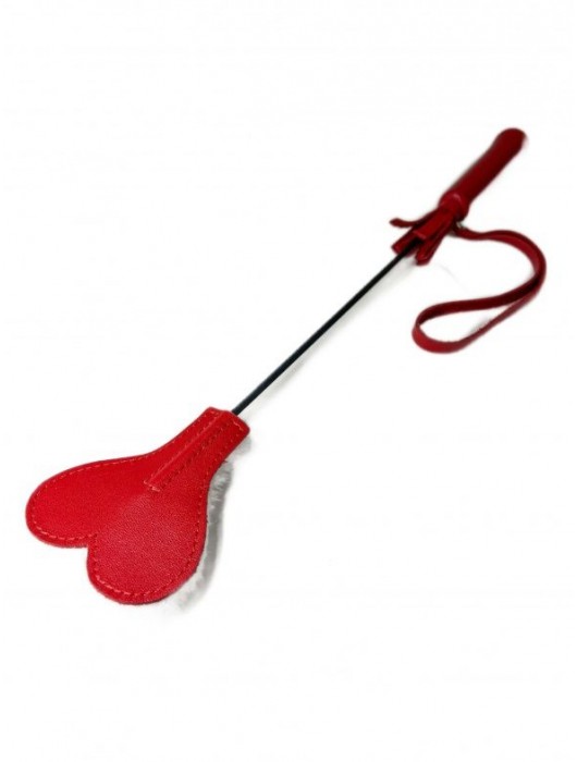 Красно-белый кожаный мини-стек - 36 см. - БДСМ Арсенал - купить с доставкой в Туле