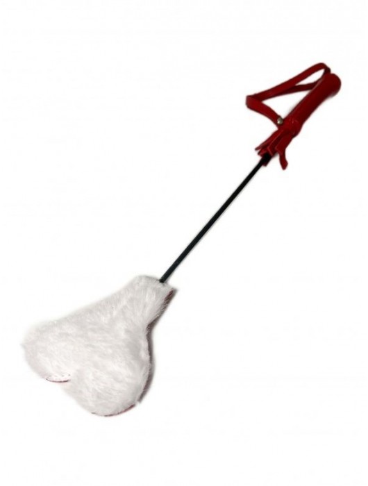 Красно-белый кожаный мини-стек - 36 см. - БДСМ Арсенал - купить с доставкой в Туле