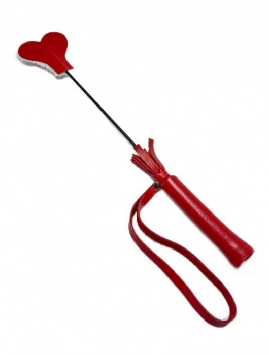 Красно-белый кожаный мини-стек - 36 см. - БДСМ Арсенал - купить с доставкой в Туле