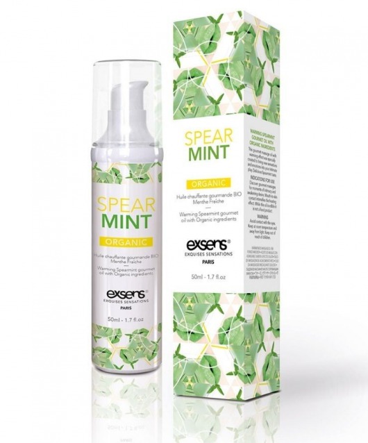 Разогревающее массажное масло Gourmet Spearmint Organic с органическими ингредиентами - 50 мл. - Exsens - купить с доставкой в Туле
