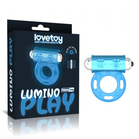 Голубое, светящееся в темноте эрекционное виброкольцо Lumino Play Vibrating Penis Ring - Lovetoy - в Туле купить с доставкой