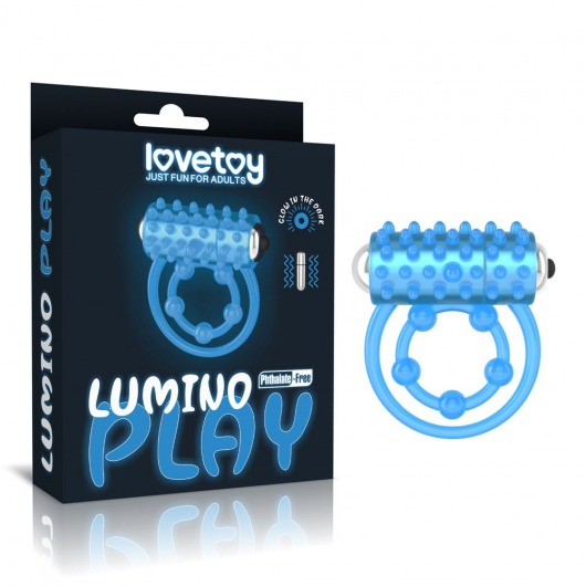 Голубое, светящееся в темноте виброкольцо Lumino Play Vibrating Penis Ring - Lovetoy - в Туле купить с доставкой