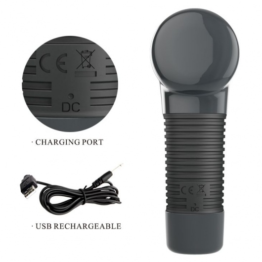 Темно-серый клиторальный вибромассажер Magic Gun - 19,9 см. - Baile