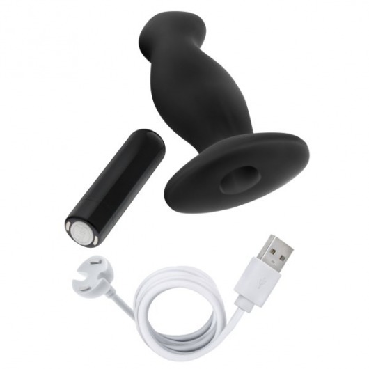 Черный анальный вибромассажёр Silicone Vibrating Prostate Massager 02 - 10,8 см. - Blush Novelties - в Туле купить с доставкой