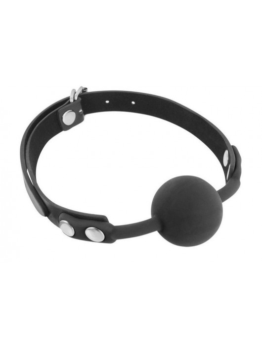 Черный силиконовый кляп-шарик на ремешках - Fetish Tentation - купить с доставкой в Туле