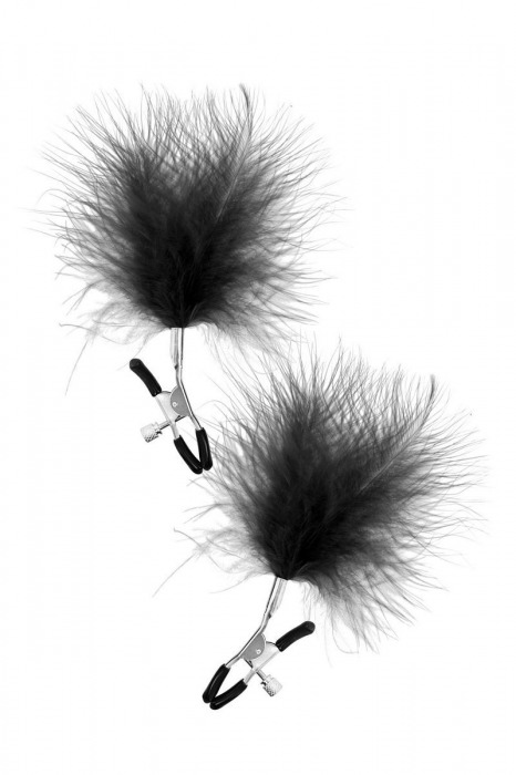 Зажимы на соски с черными пуховыми кисточками Sweet Caress Feather Nipple Clumps - Sweet Caress - купить с доставкой в Туле
