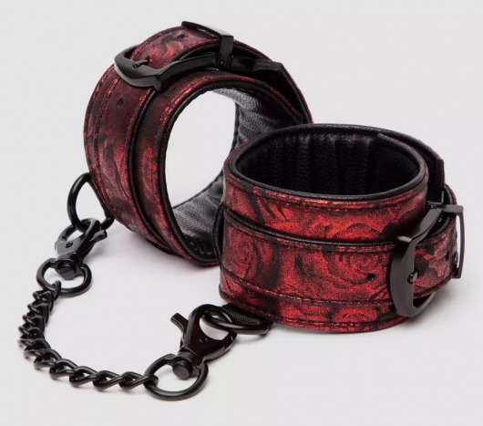 Красно-черные наручники Reversible Faux Leather Wrist Cuffs - Fifty Shades of Grey - купить с доставкой в Туле