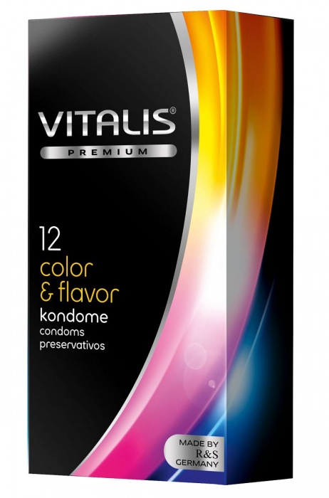 Цветные ароматизированные презервативы VITALIS PREMIUM color   flavor - 12 шт. - Vitalis - купить с доставкой в Туле