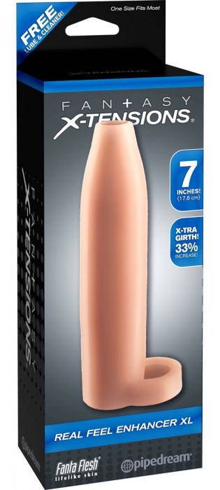 Телесная насадка Real Feel Enhancer XL - 17 см. - Pipedream - в Туле купить с доставкой