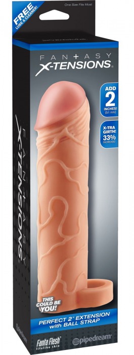 Телесная насадка с кольцом Perfect 2  Extension with Ball Strap - 19 см. - Pipedream - в Туле купить с доставкой