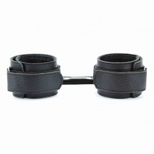 Чёрные кожаные наручники - БДСМ Арсенал - купить с доставкой в Туле