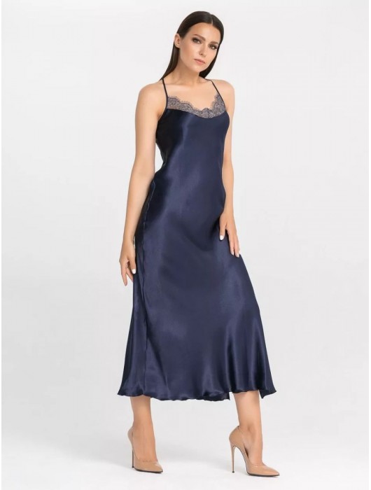 Длинная сорочка на узких бретелях с разрезом по ножке - Felisse купить с доставкой