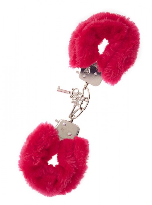 Металлические наручники с красной меховой опушкой METAL HANDCUFF WITH PLUSH RED - Dream Toys - купить с доставкой в Туле