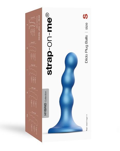 Голубая насадка Strap-On-Me Dildo Plug Balls size S - Strap-on-me - купить с доставкой в Туле