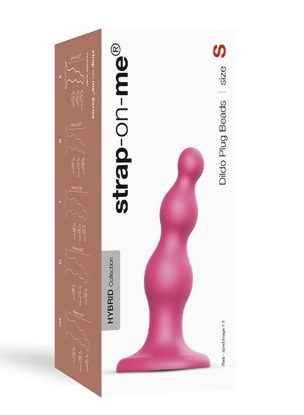 Розовая насадка Strap-On-Me Dildo Plug Beads size S - Strap-on-me - купить с доставкой в Туле