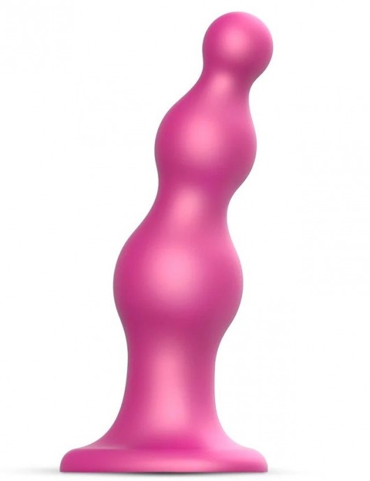 Розовая насадка Strap-On-Me Dildo Plug Beads size S - Strap-on-me - купить с доставкой в Туле