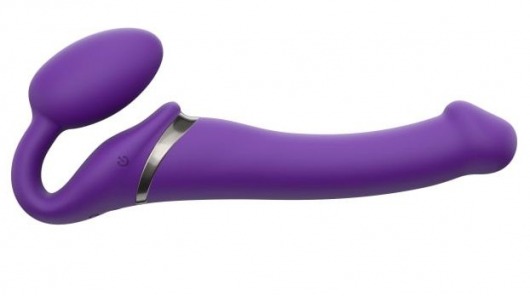 Фиолетовый безремневой вибрострапон Vibrating Bendable Strap-On - size L - Strap-on-me - купить с доставкой в Туле