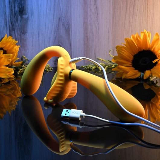 Желтый безремневой вибрострапон The Monarch - 23 см. - Evolved - купить с доставкой в Туле