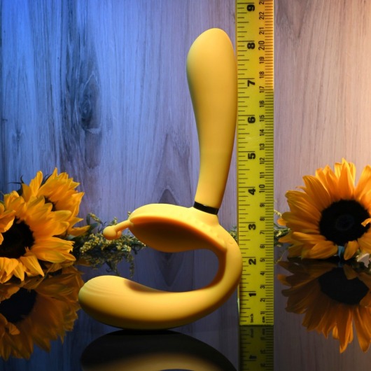 Желтый безремневой вибрострапон The Monarch - 23 см. - Evolved - купить с доставкой в Туле