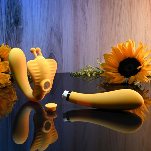 Желтый безремневой вибрострапон The Monarch - 23 см. - Evolved - купить с доставкой в Туле