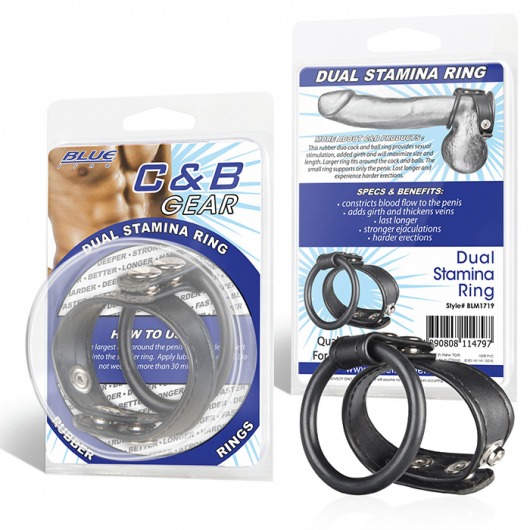 Двойное кольцо выносливости на пенис DUAL STAMINA RING - BlueLine - в Туле купить с доставкой